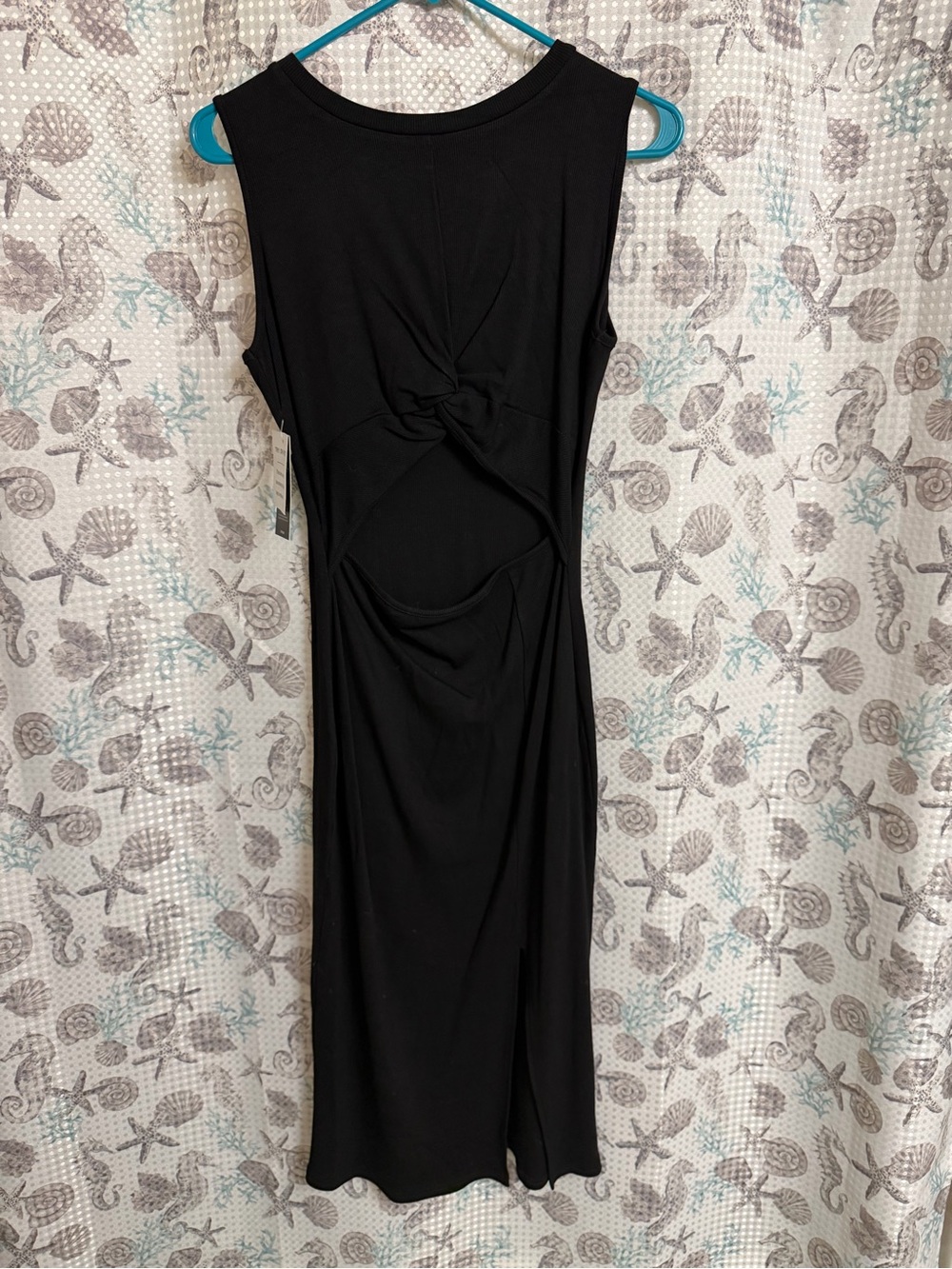 Sleeveless Black Knot-Detail Midi Dress